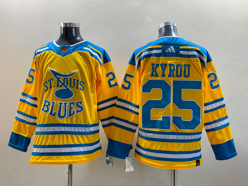 Men's St. Louis Blues Jordan Kyrou #25 Yellow Breakaway Jersey